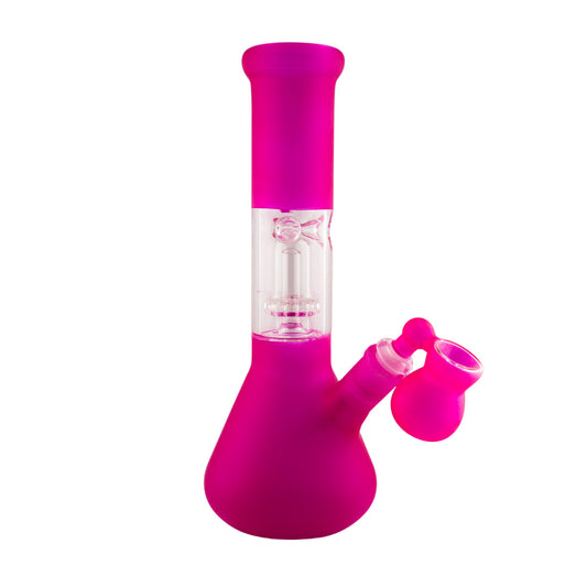 Glass Beaker Bong w Ash Catcher Bowl (Pink)