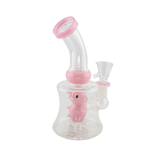 Glass Water Pipe w Pink Elephant Perc (180232)