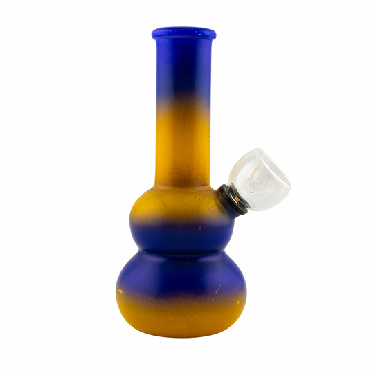 Glass Bubbler w Bowl (Blue & Yellow)