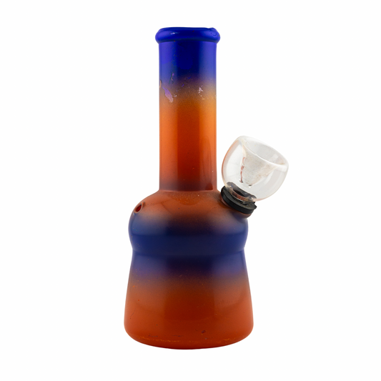 Glass Bubbler w Bowl (Blue & Orange)